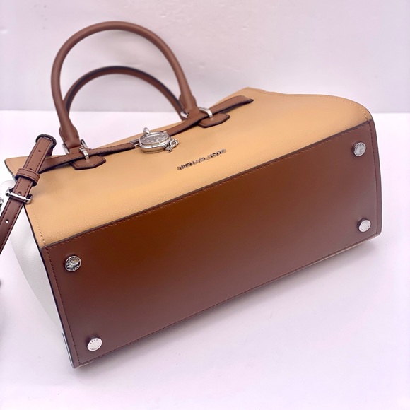 Michael Kors Hamilton Medium Color-Block Leather Satchel - Picture 10 of 14